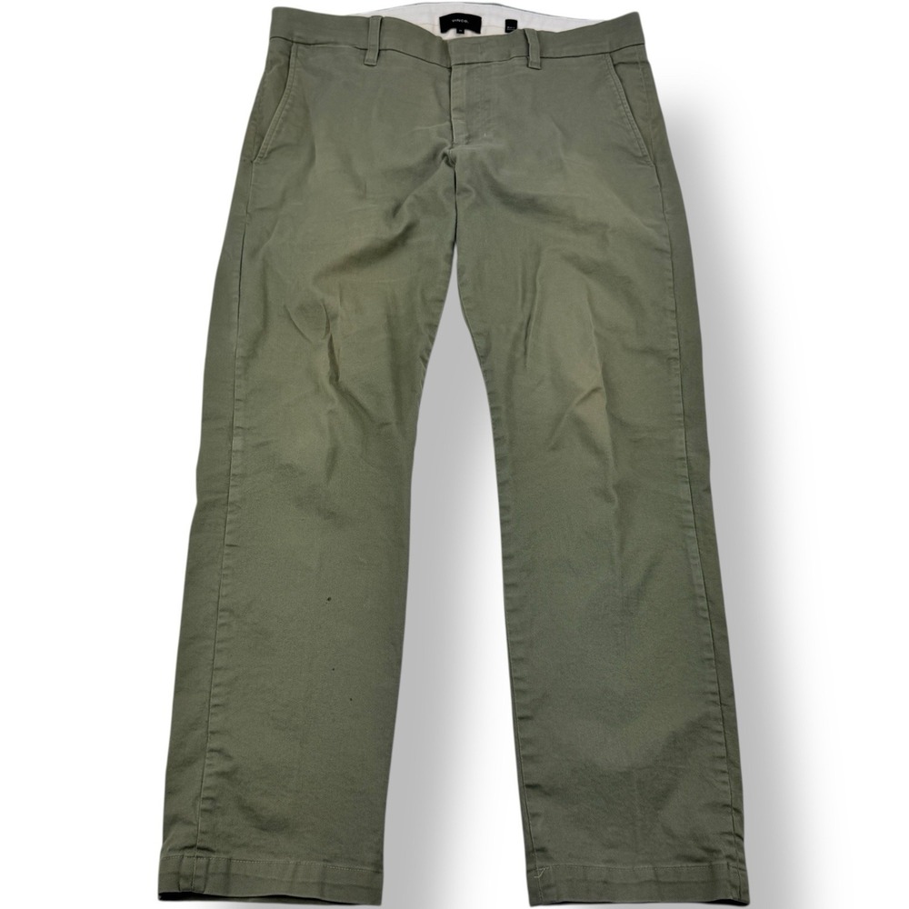 Vince Green Griffith Slim Fit Flat Front Chino Pants Cotton Spandex Men's 33x29
